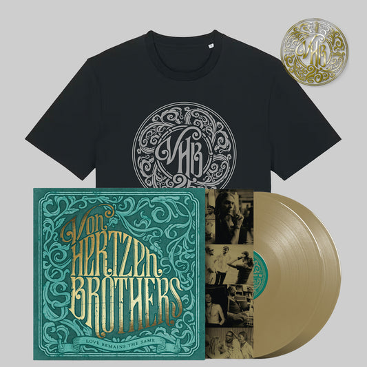 Love Remains The Same Gold Edition LP + VHB 25th Anniversary T Shirt Bundle (UK)