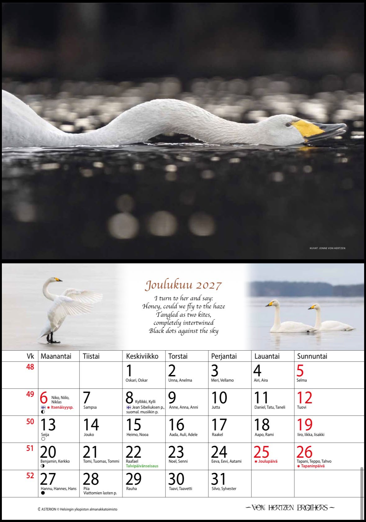 2027 Calendar Photographed by Jonne Von Hertzen (FINLAND)