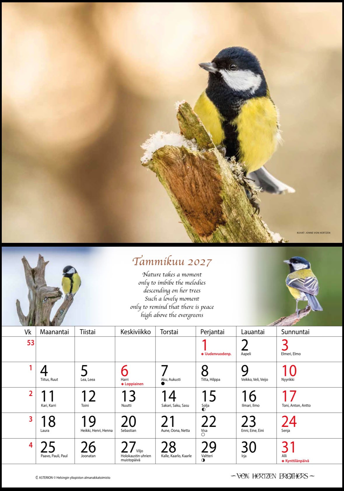 2027 Calendar Photographed by Jonne Von Hertzen (FINLAND)